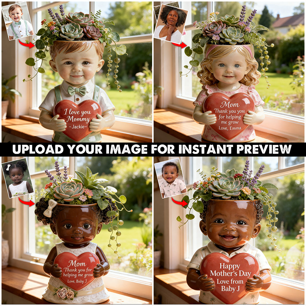 Thanks For Helping Me Grow - Personalized Mother Acrylic Pot