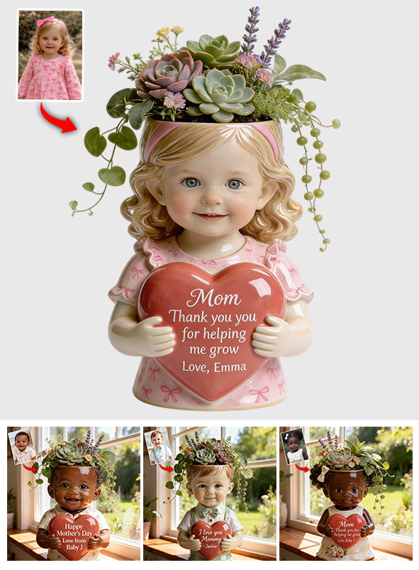 Thanks For Helping Me Grow - Personalized Mother Acrylic Pot