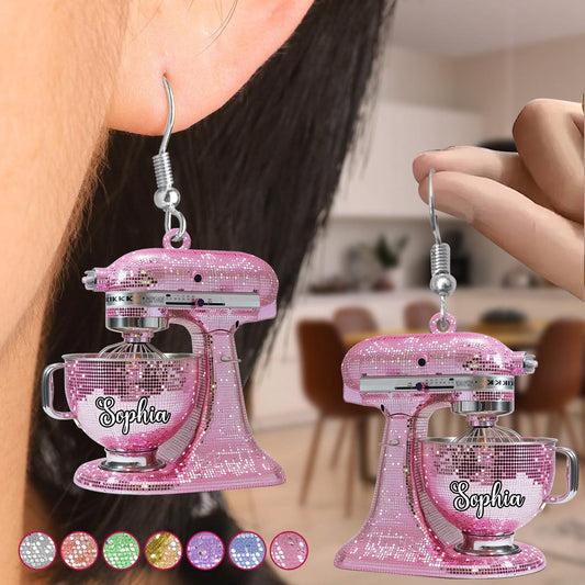 Pink Baking Machine - Personalized Baking Earrings