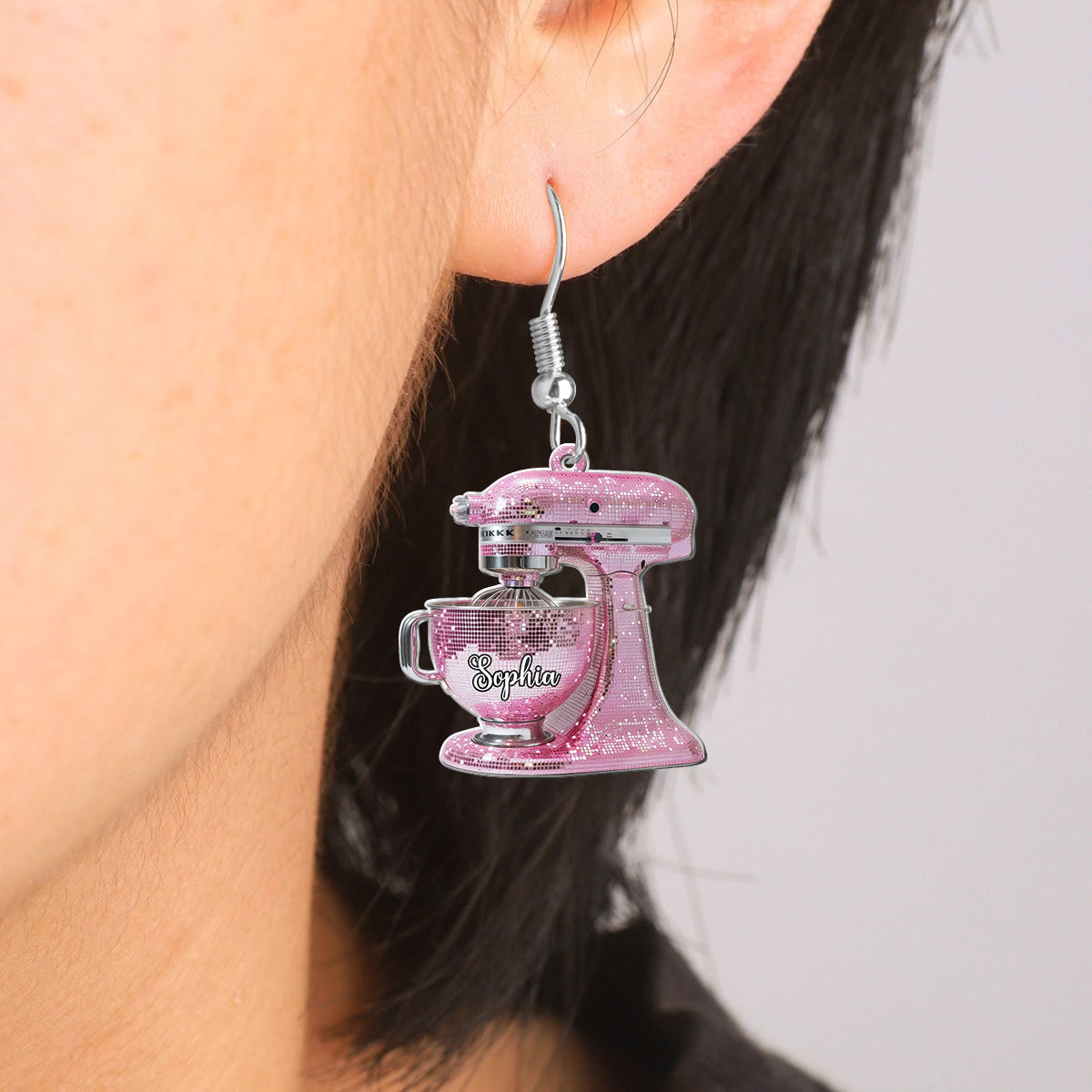 Pink Baking Machine - Personalized Baking Earrings
