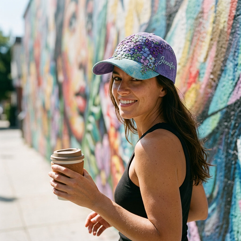 You Matter Teal Purple Semicolon Floral - Personalized Suicide Prevention Classic Cap