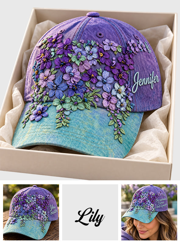 You Matter Teal Purple Semicolon Floral - Personalized Suicide Prevention Classic Cap