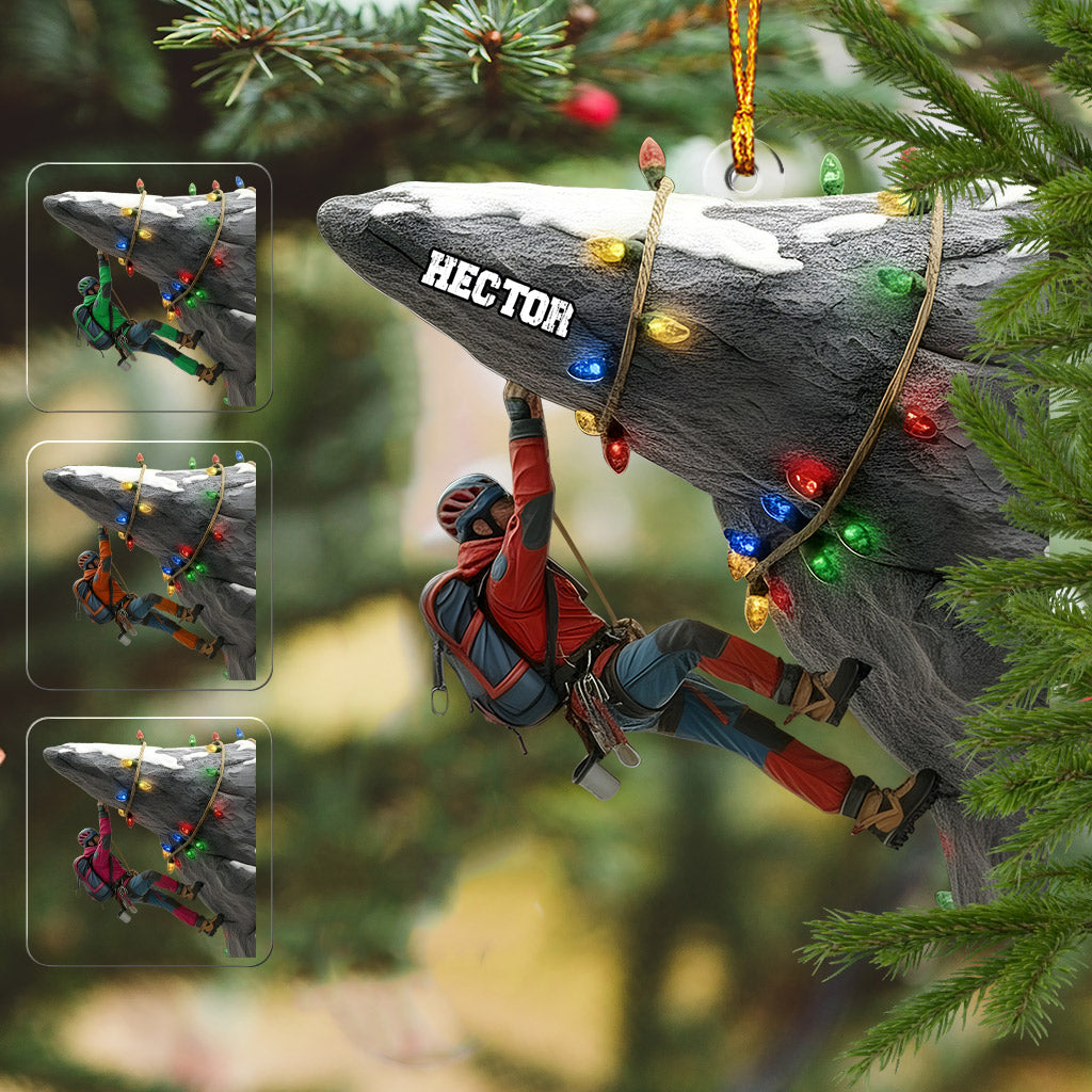 Holiday Climbing - Personalized Rock Climbing Ornament