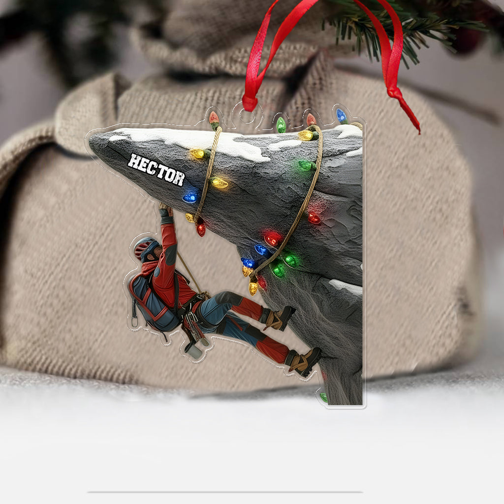 Holiday Climbing - Personalized Rock Climbing Ornament