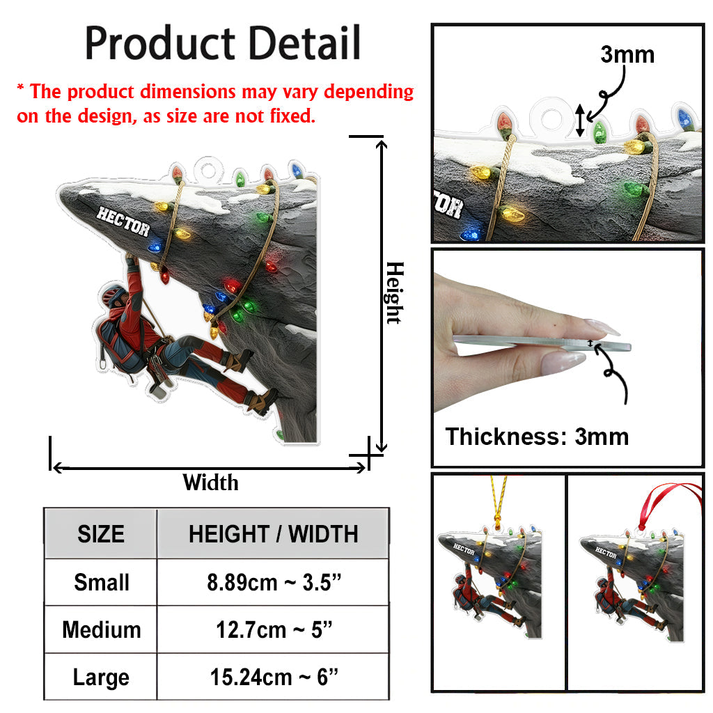 Holiday Climbing - Personalized Rock Climbing Ornament