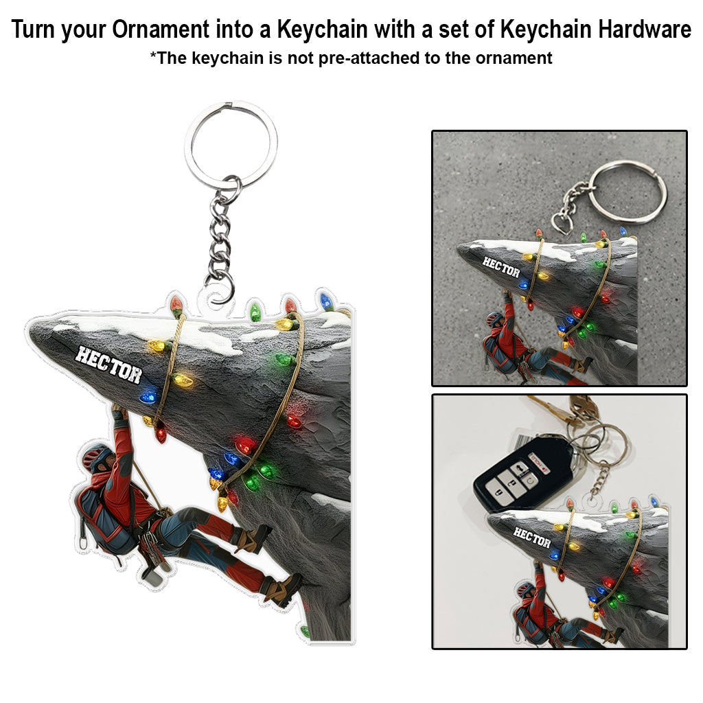 Holiday Climbing - Personalized Rock Climbing Ornament