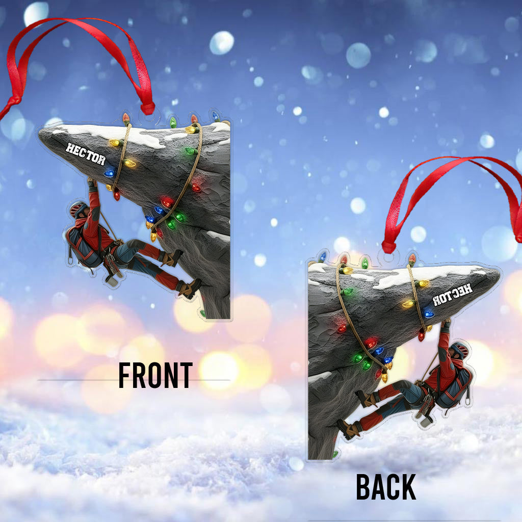 Holiday Climbing - Personalized Rock Climbing Ornament