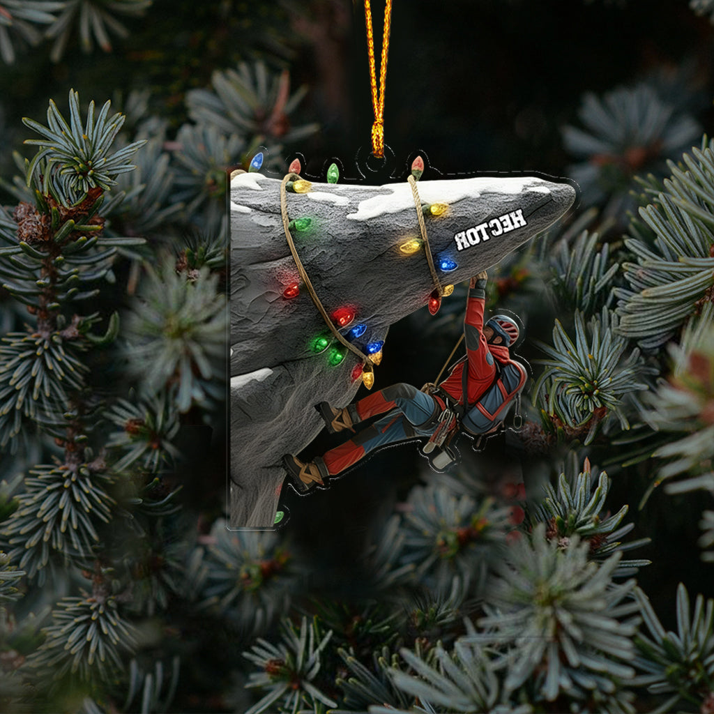 Holiday Climbing - Personalized Rock Climbing Ornament