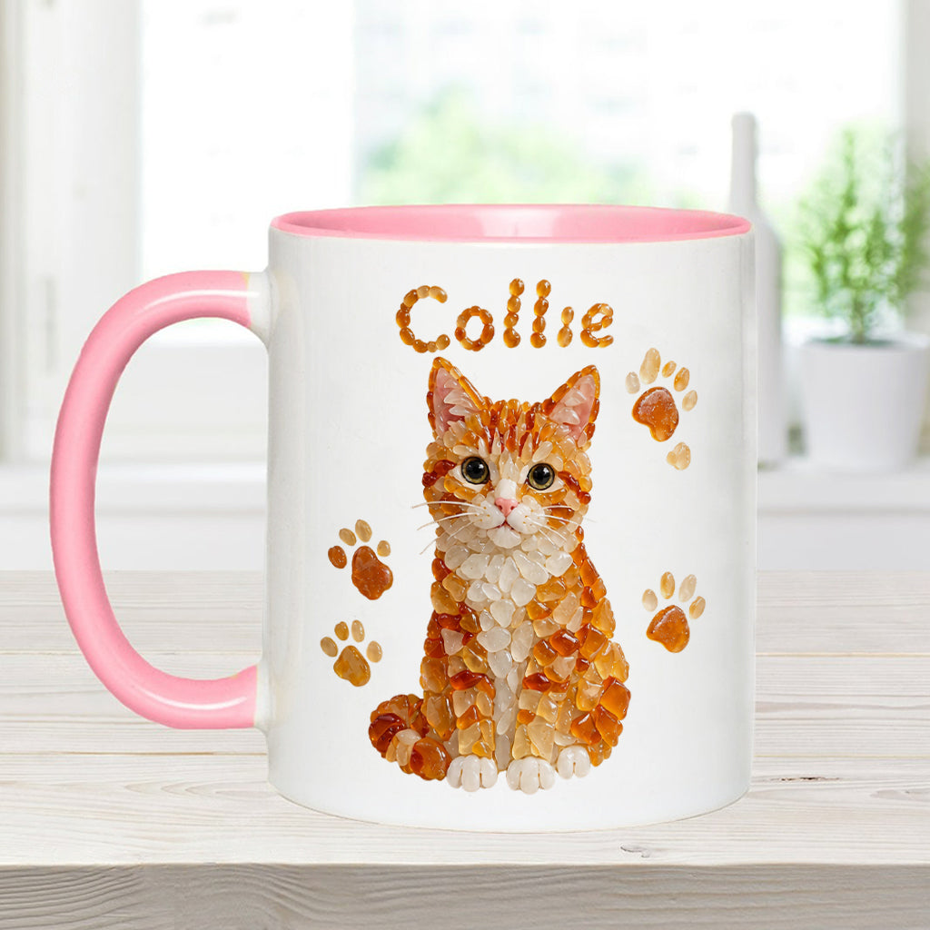 Any Pet Photo To Seaglass Art - Personalized Cat Accent Mug & Shaped Coaster