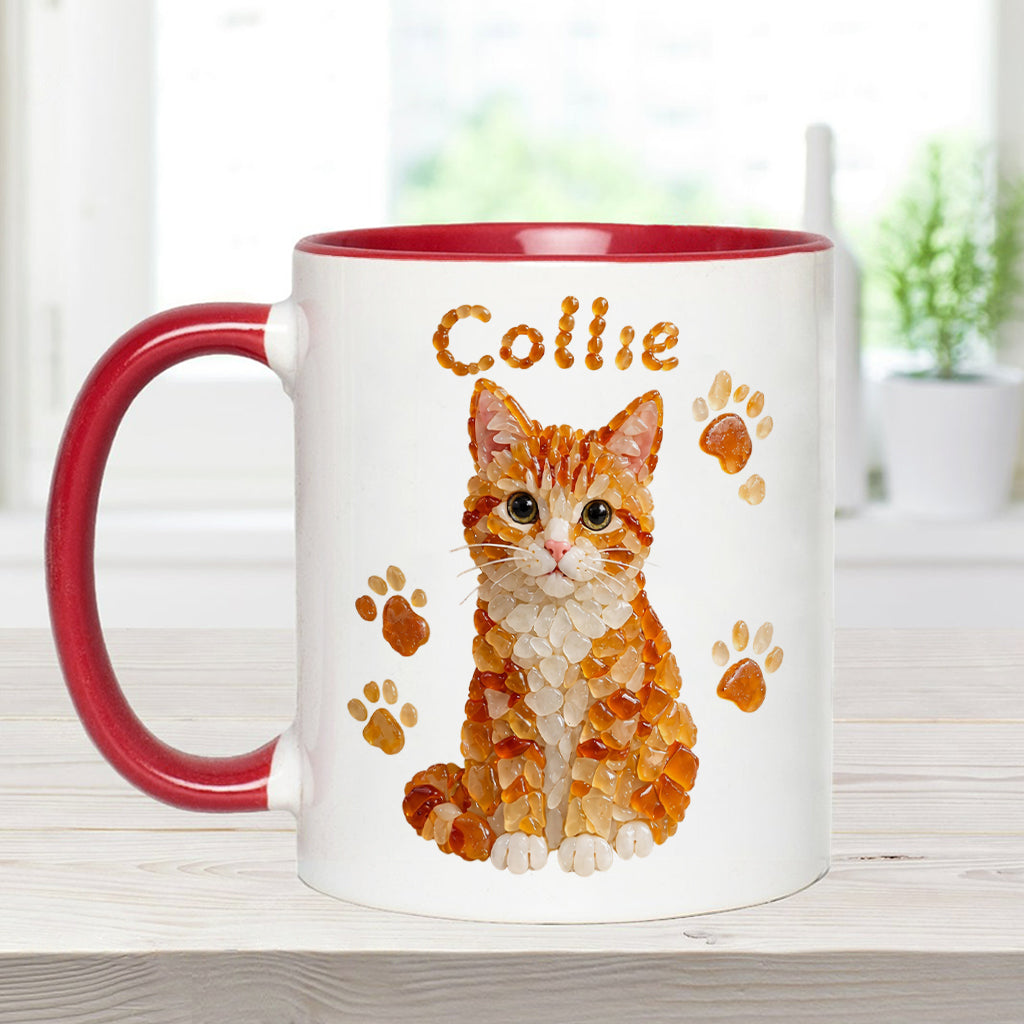 Any Pet Photo To Seaglass Art - Personalized Cat Accent Mug & Shaped Coaster