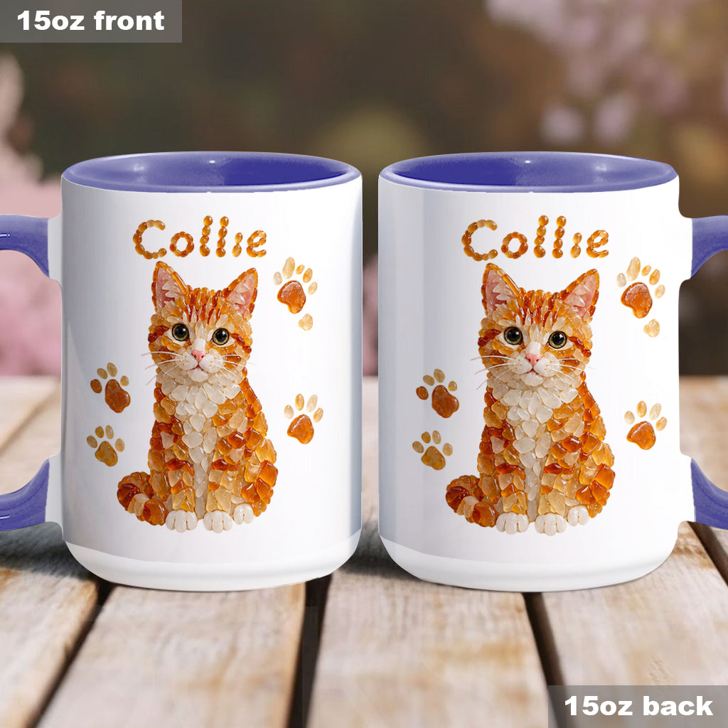 Any Pet Photo To Seaglass Art - Personalized Cat Accent Mug & Shaped Coaster