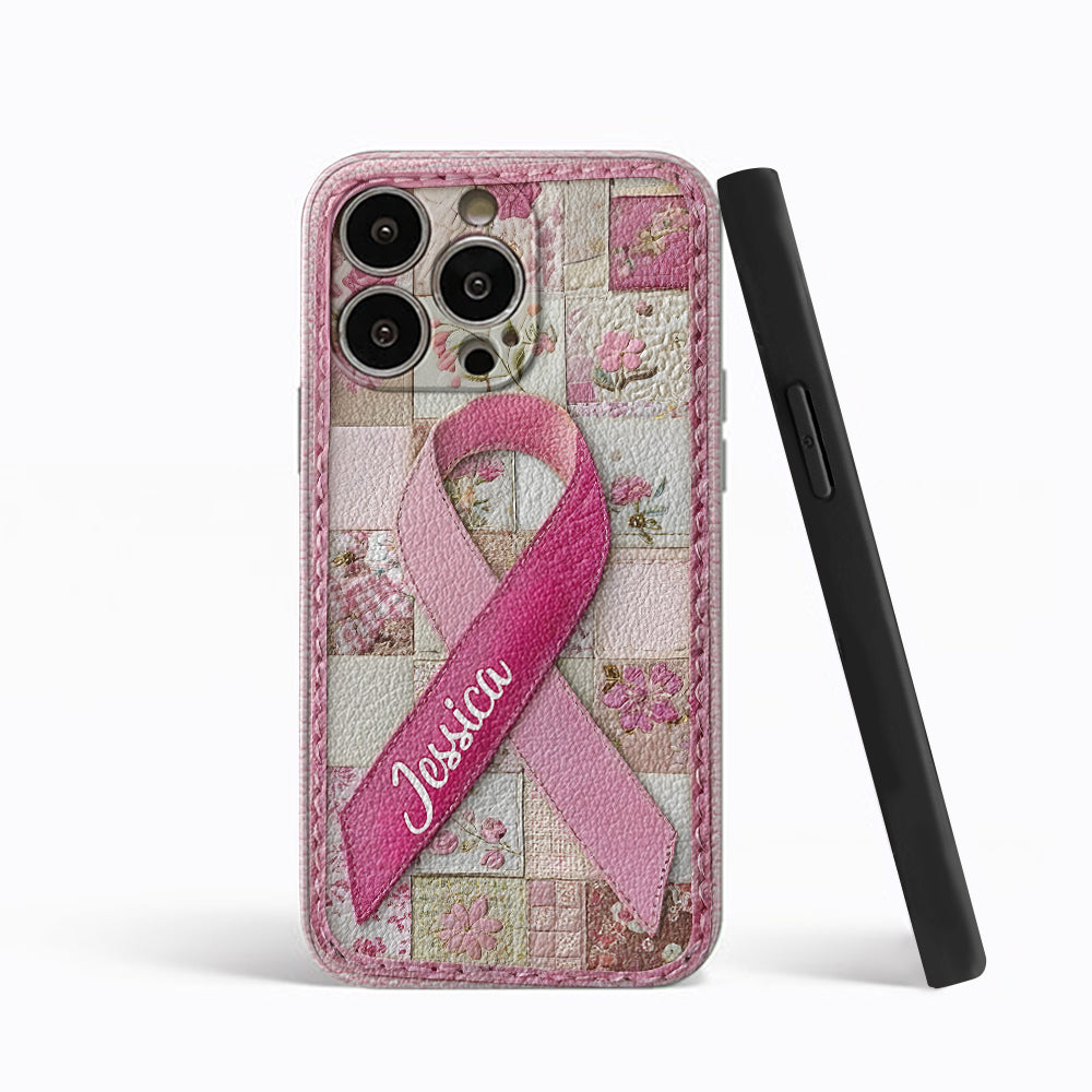 Breast Cancer Awareness - Personalized Breast Cancer Awareness Leather Phone Case