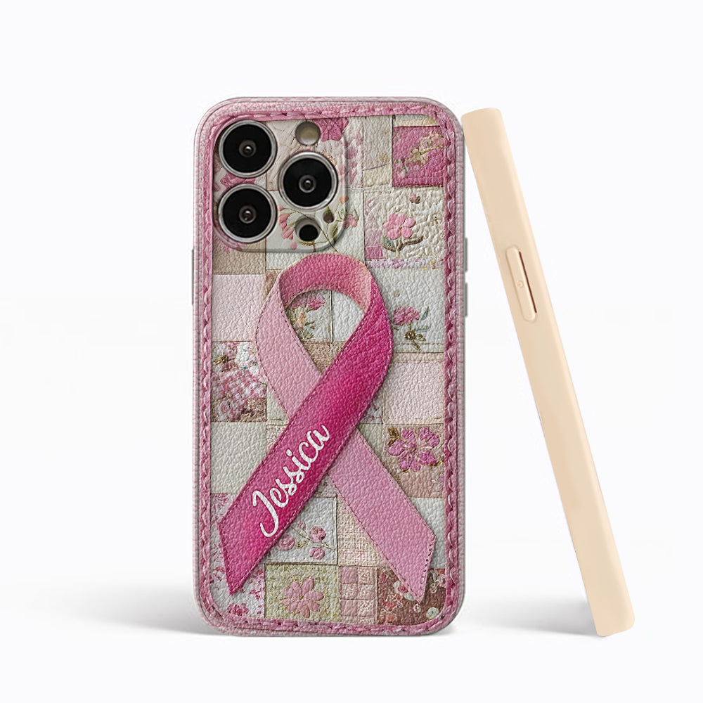 Breast Cancer Awareness - Personalized Breast Cancer Awareness Leather Phone Case