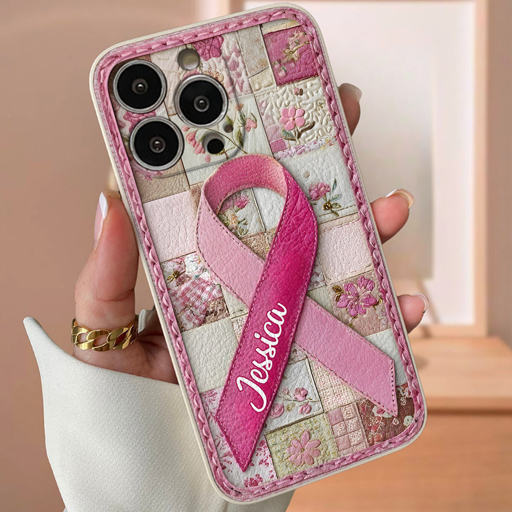 Breast Cancer Awareness - Personalized Breast Cancer Awareness Leather Phone Case