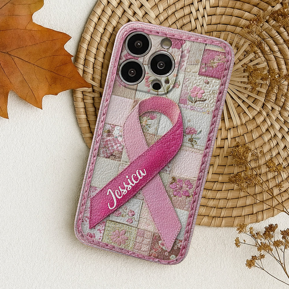Breast Cancer Awareness - Personalized Breast Cancer Awareness Leather Phone Case