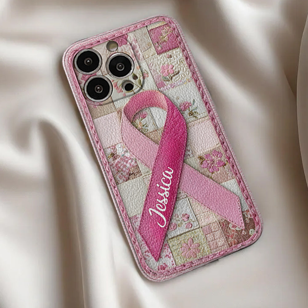 Breast Cancer Awareness - Personalized Breast Cancer Awareness Leather Phone Case