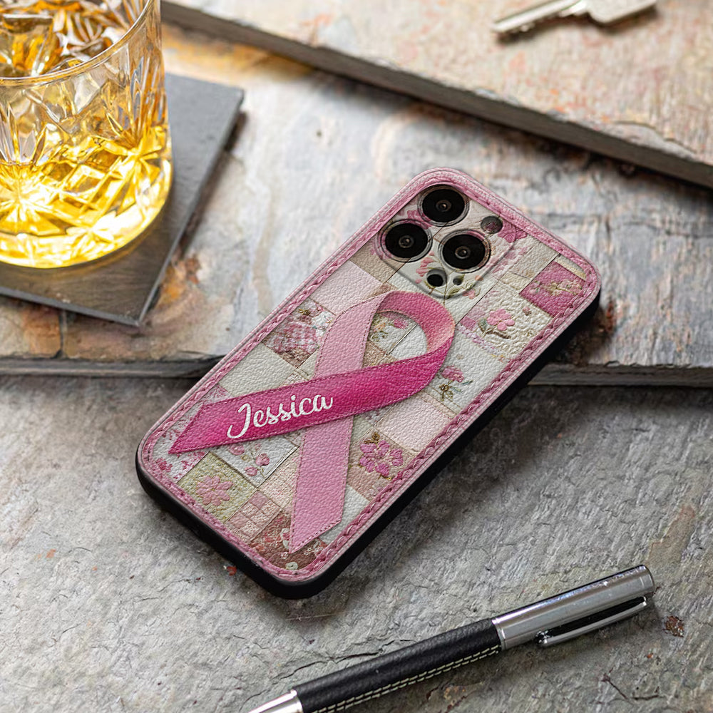 Breast Cancer Awareness - Personalized Breast Cancer Awareness Leather Phone Case