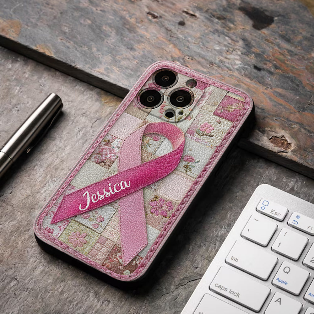 Breast Cancer Awareness - Personalized Breast Cancer Awareness Leather Phone Case