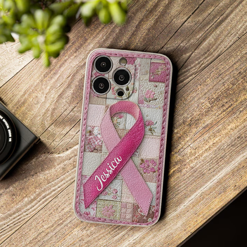 Breast Cancer Awareness - Personalized Breast Cancer Awareness Leather Phone Case
