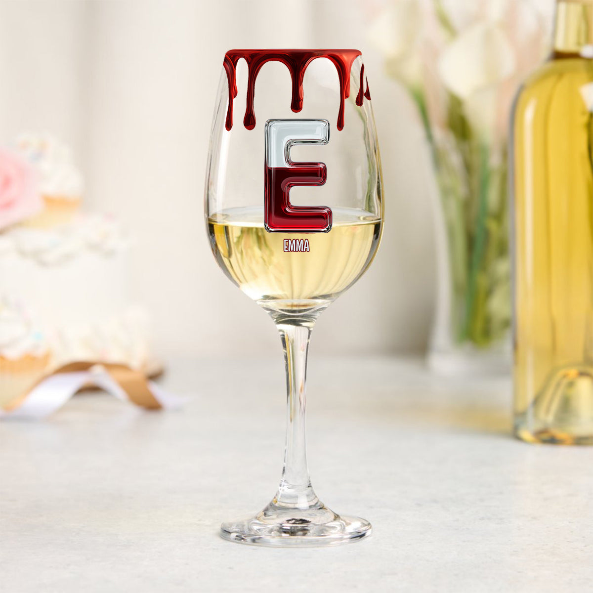Initial Personalize For Wine Lovers - Personalized Wine Wine Glass With Long Stem