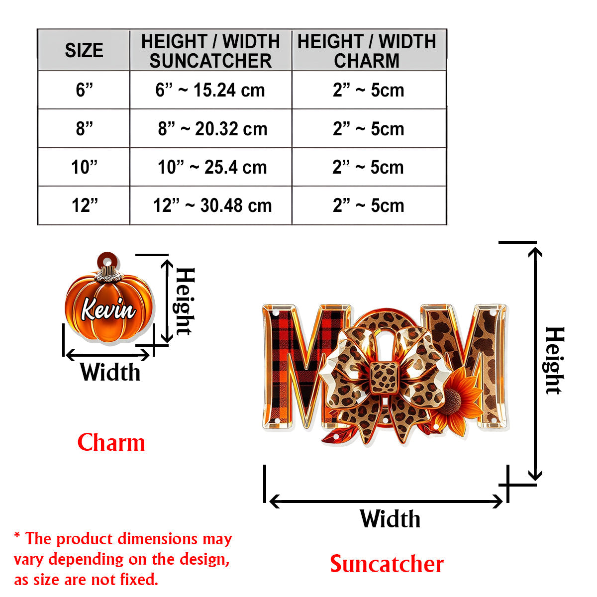 Fall Mama - Personalized Autumn Window Hanging Suncatcher With Custom Charms