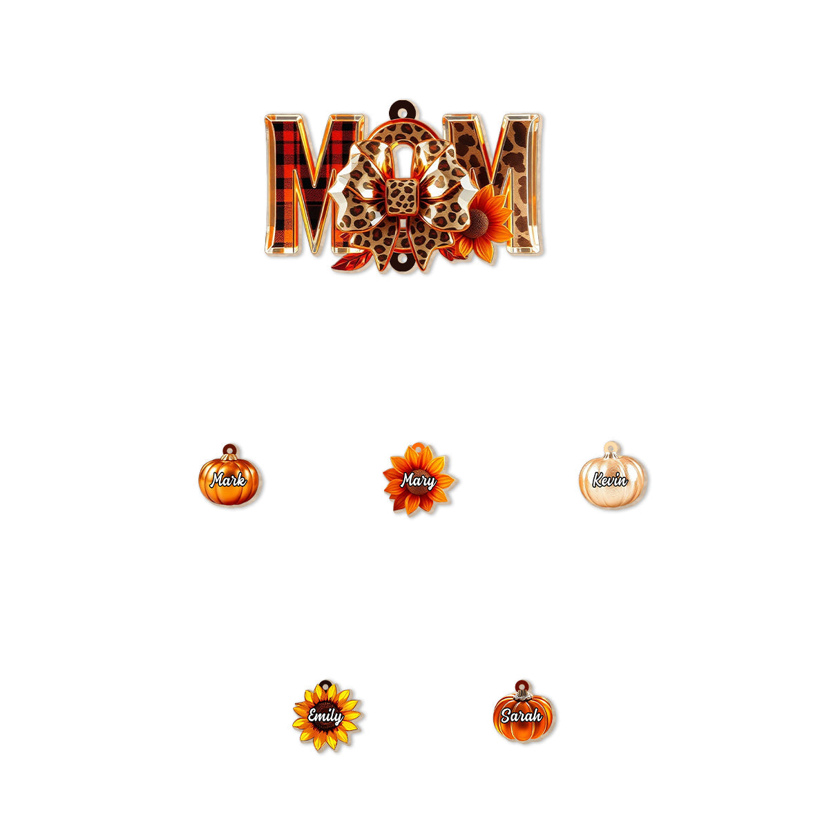 Fall Mama - Personalized Autumn Wind Chime With Charms