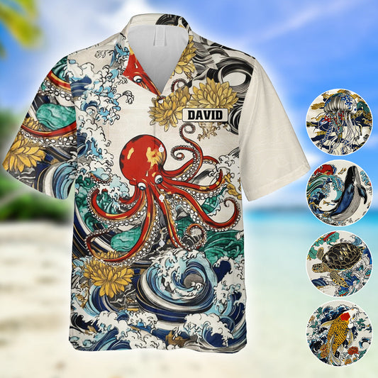 Japanese Sea Animal Art - Personalized Sea Lover Hawaiian Shirt