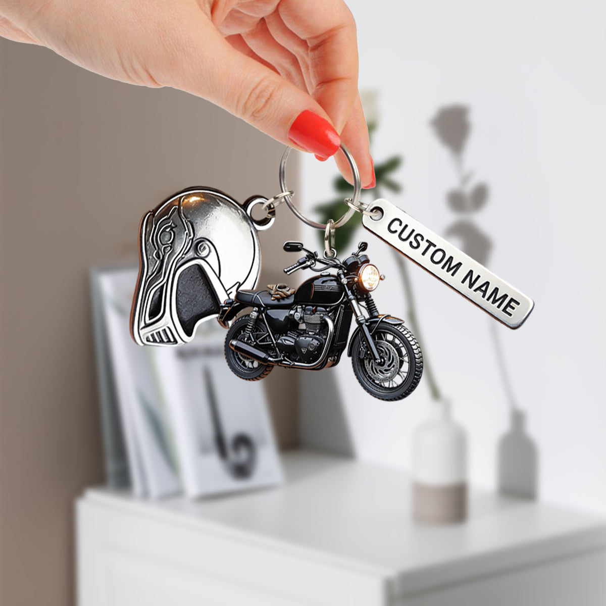 Custom Keychain For Biker - Personalized Biker Keychain With Charms