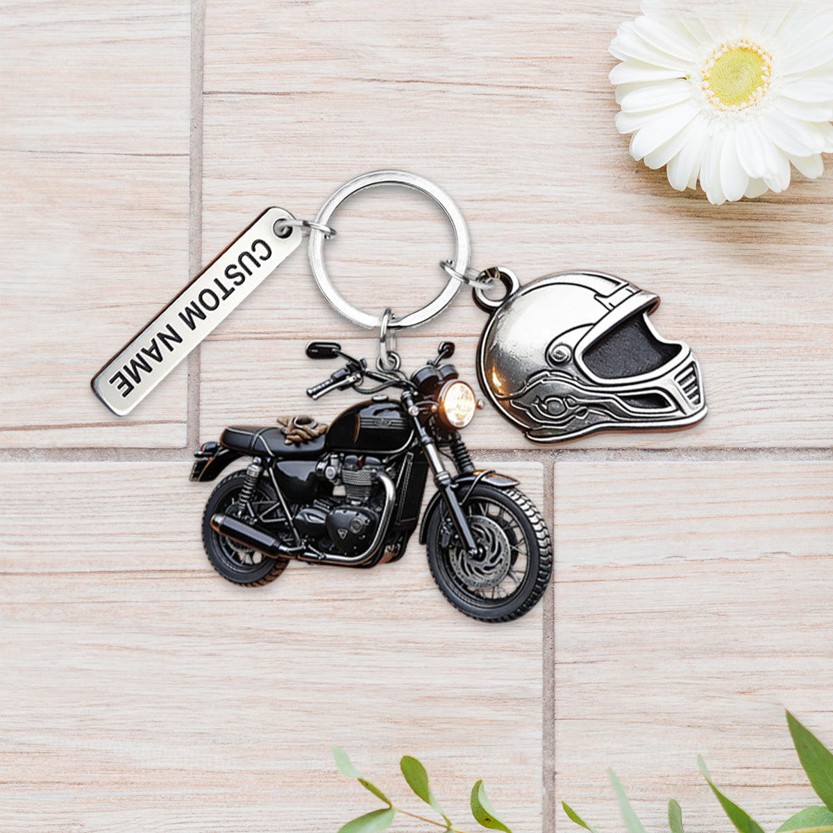 Custom Keychain For Biker - Personalized Biker Keychain With Charms