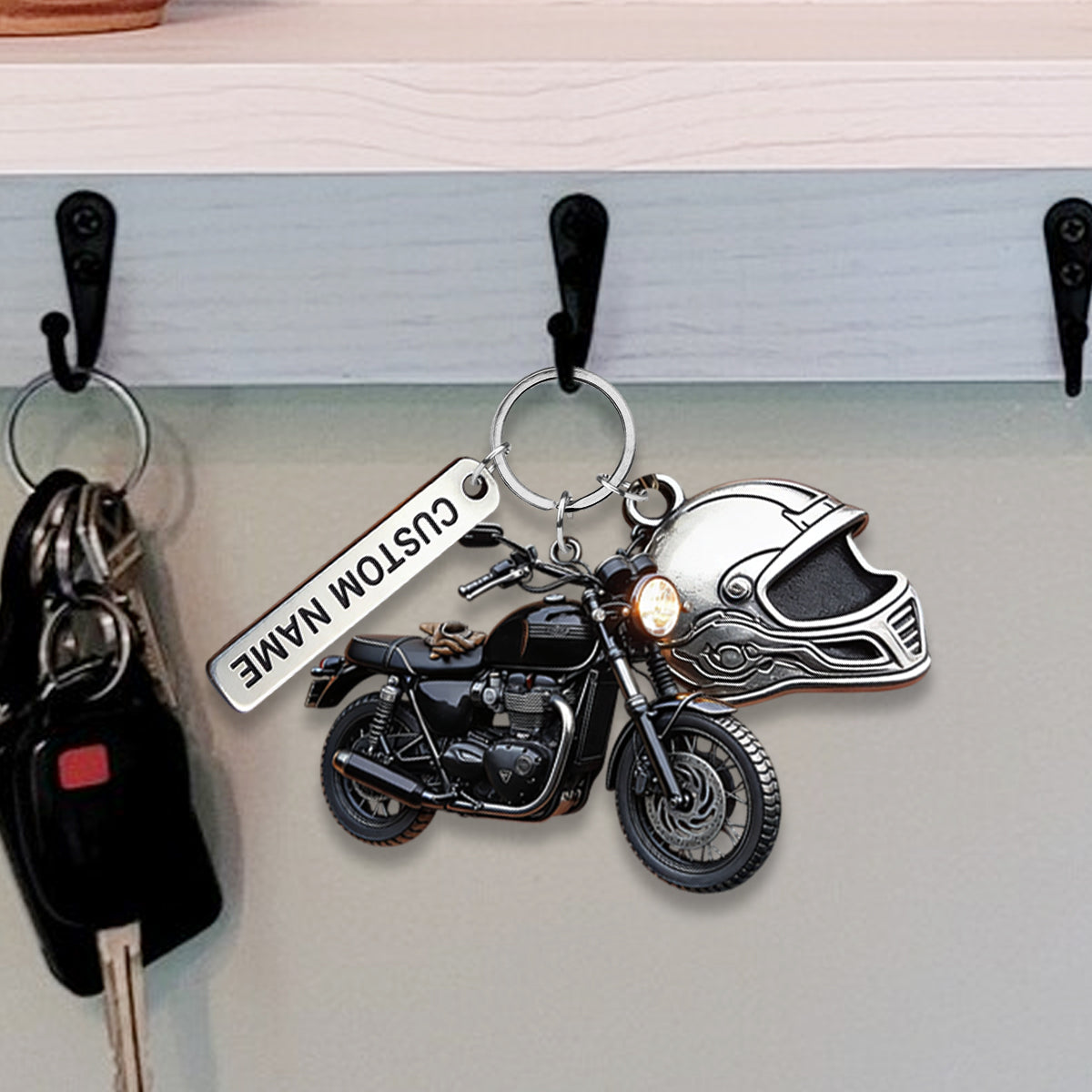 Custom Keychain For Biker - Personalized Biker Keychain With Charms