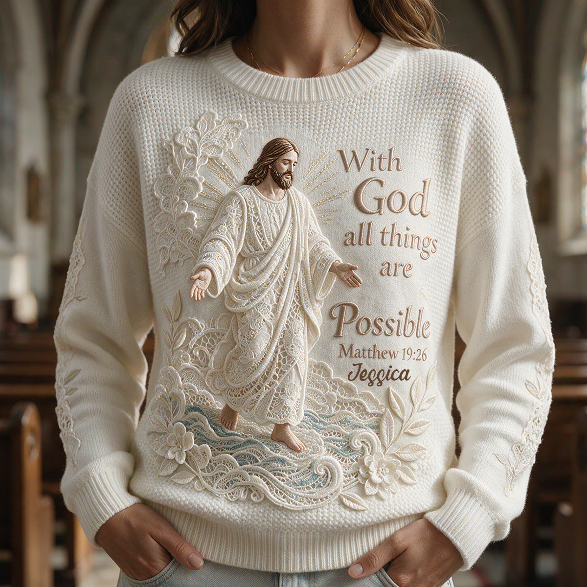 With God All Things Are Possible - Personalized Christian Ugly Sweater