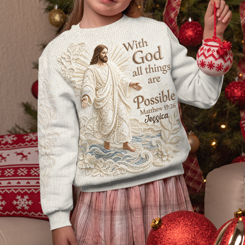 With God All Things Are Possible - Personalized Christian Ugly Sweater