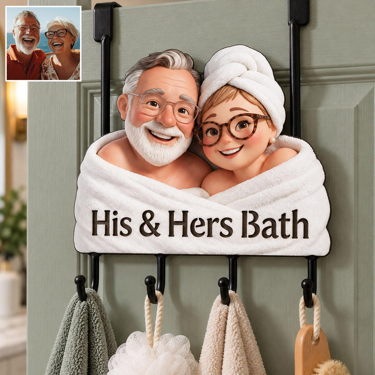 Our Happy Place - Personalized Couple Metal Door Hooks