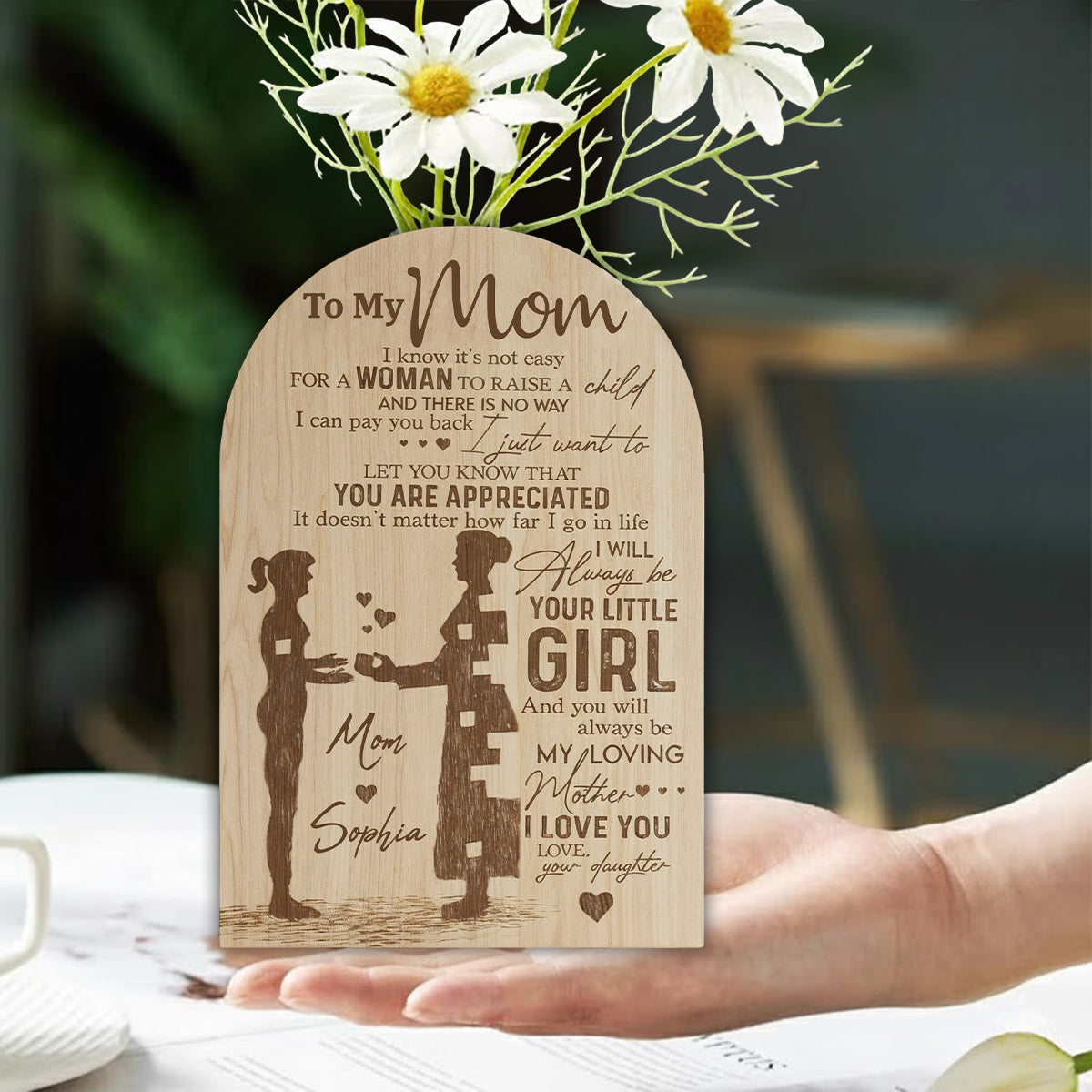 To My Mom - Perfect Gift For Mom - Personalized Family Custom Shape Acrylic Flower Vase
