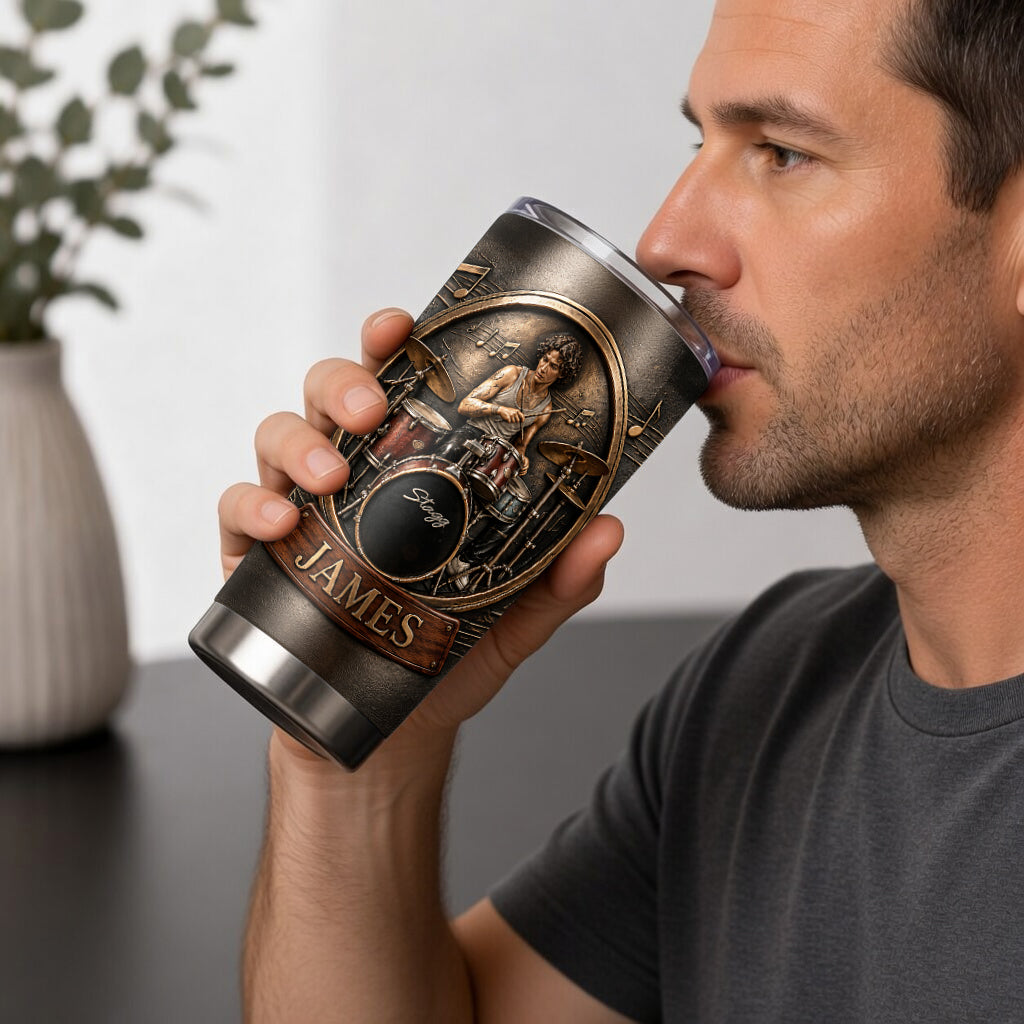 Love Being A Drummer - Personalized Drummer Tumbler