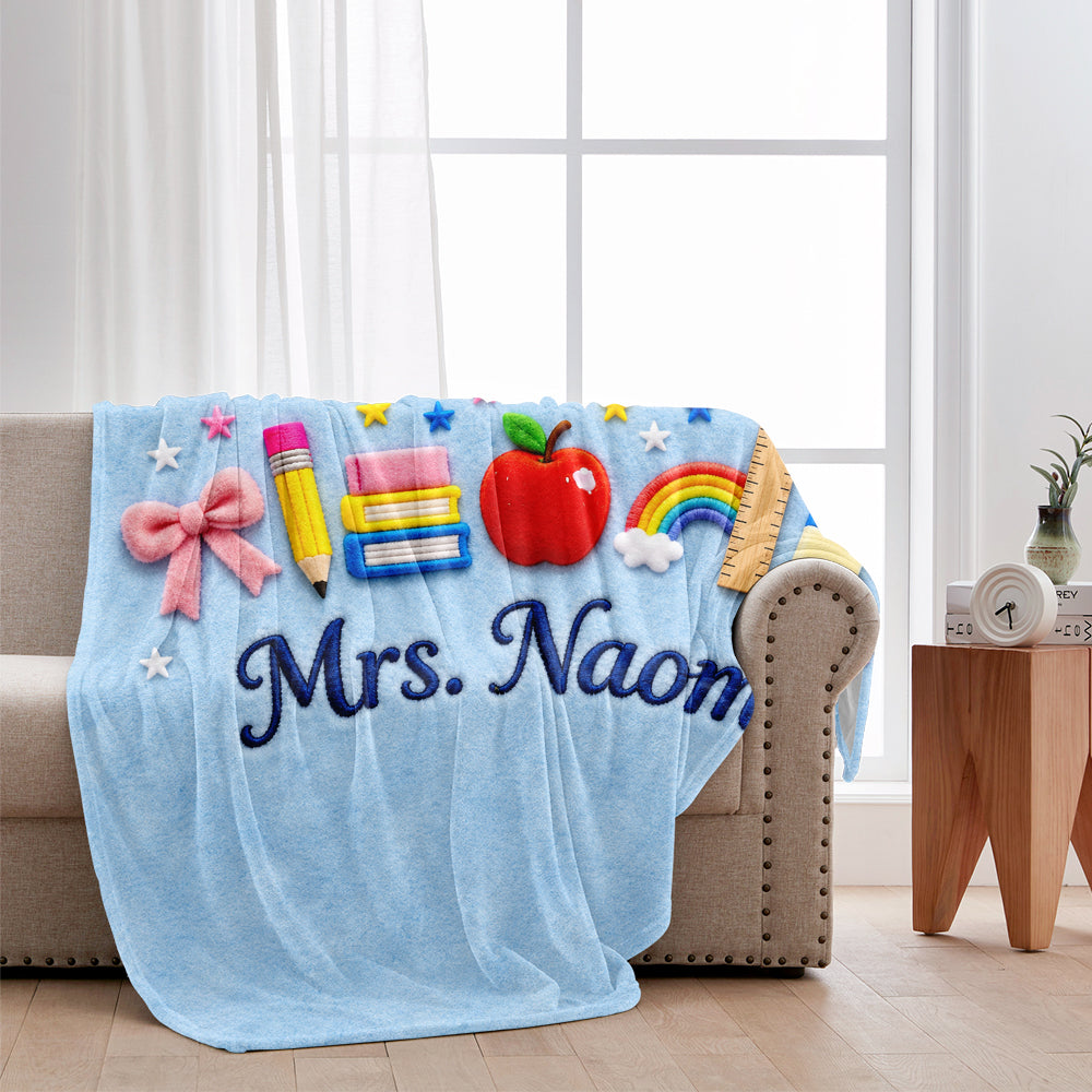 Kawaii School Teacher Gift Personalized - Personalized Teacher Blanket