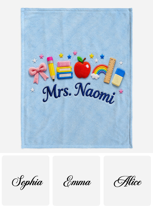 Kawaii School Teacher Gift Personalized - Personalized Teacher Blanket