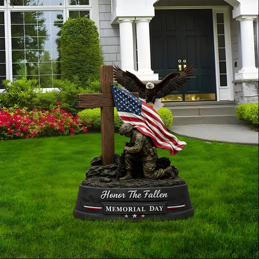Honor The Fallen, Memorial Day Outdoor Decoration - Personalized Veteran Metal Garden Art