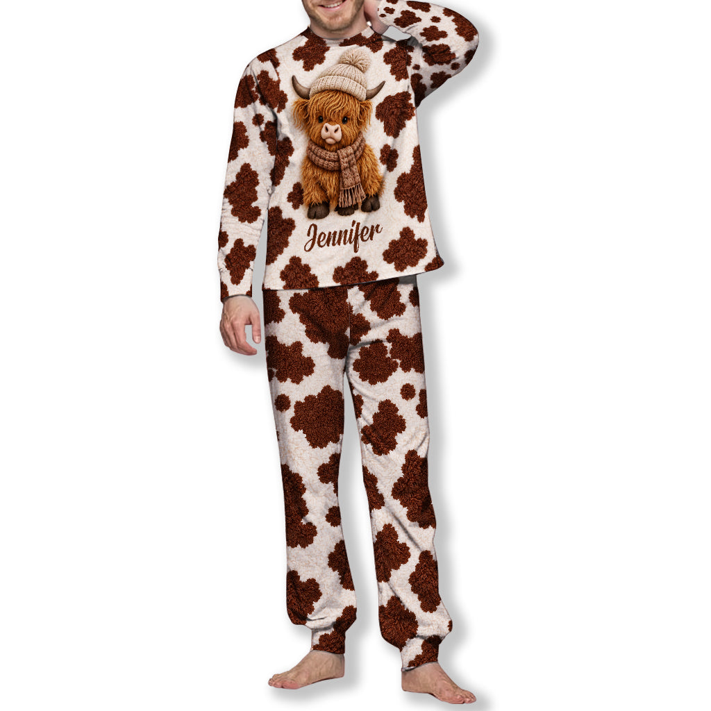 Love Highland Cow - Personalized Highland Cow Fleece Lounge Set