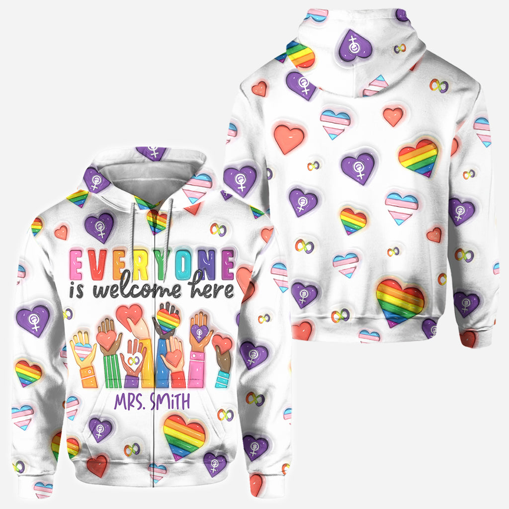 Everyone Is Welcome Here - Personalized Teacher All Over Shirt