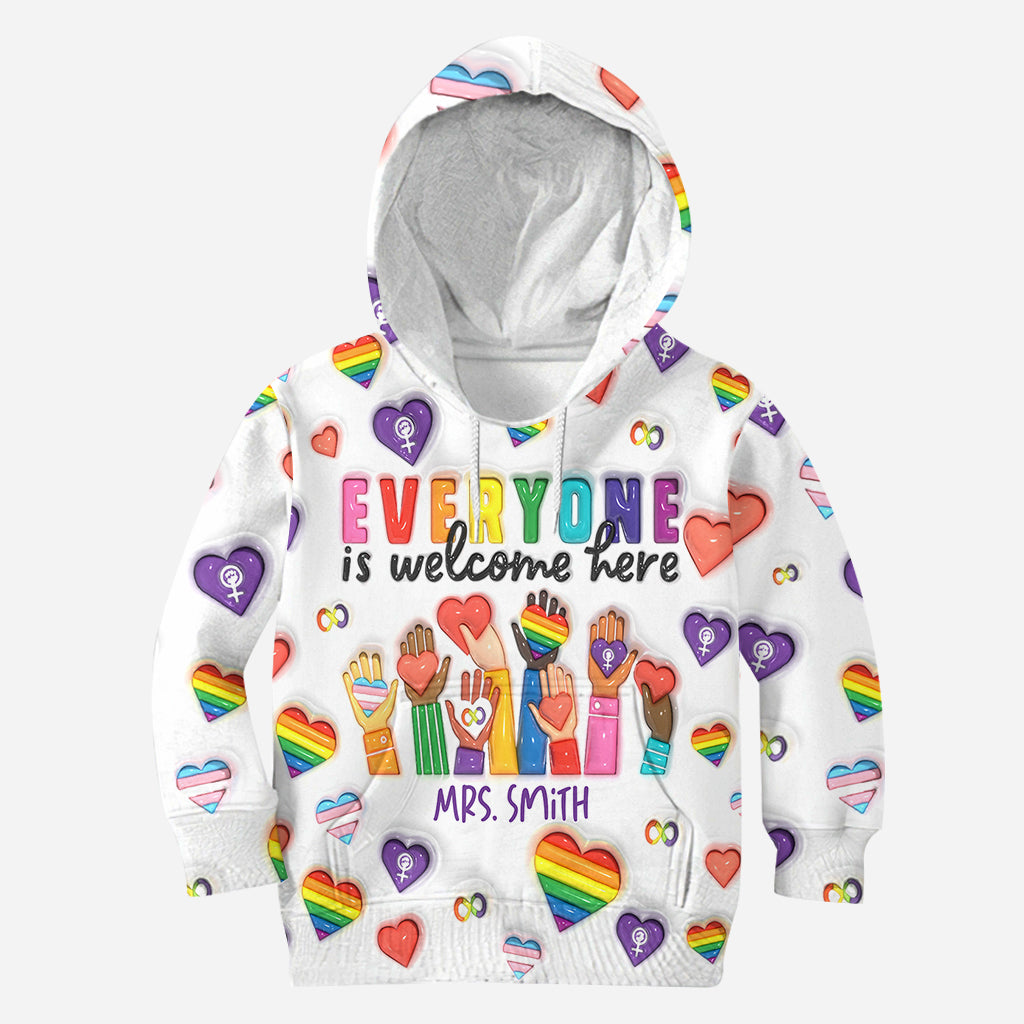 Everyone Is Welcome Here - Personalized Teacher All Over Shirt