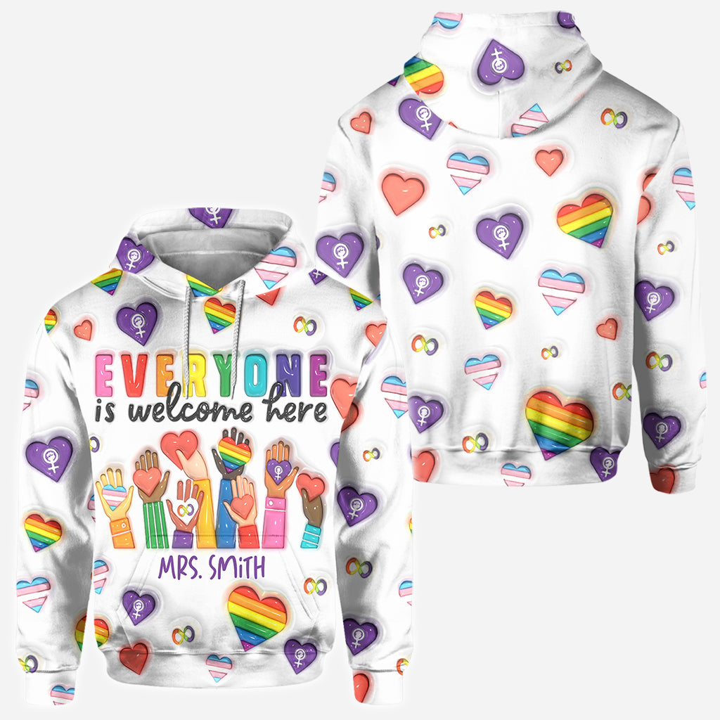 Everyone Is Welcome Here - Personalized Teacher All Over Shirt