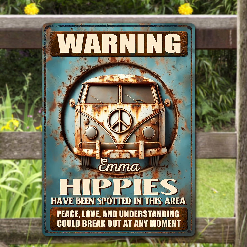 Peace, Love And Understanding - Personalized Hippie Rectangle Metal Sign