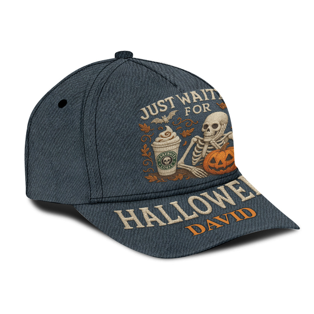 Just Waiting For Halloween - Personalized Skull Classic Cap