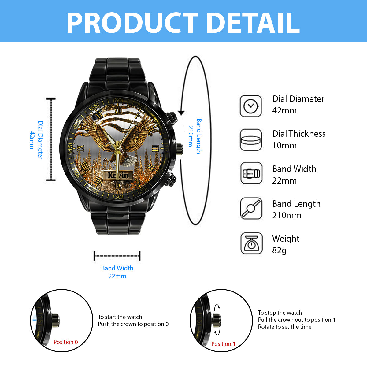 Strong Eagle - Personalized Bald Eagle Hand Watch