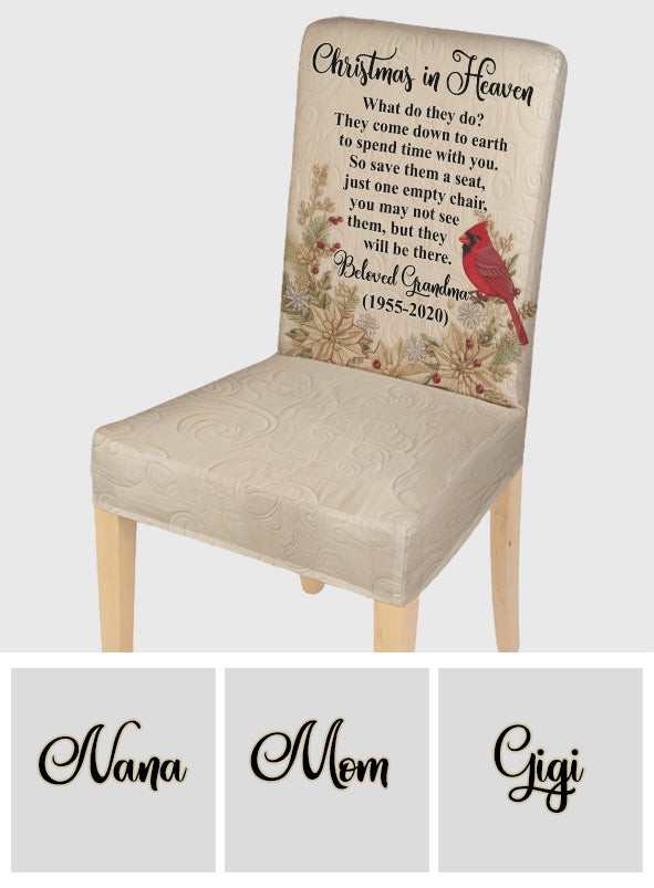 Christmas In Heaven - Personalized Memorial Chair Cover Set