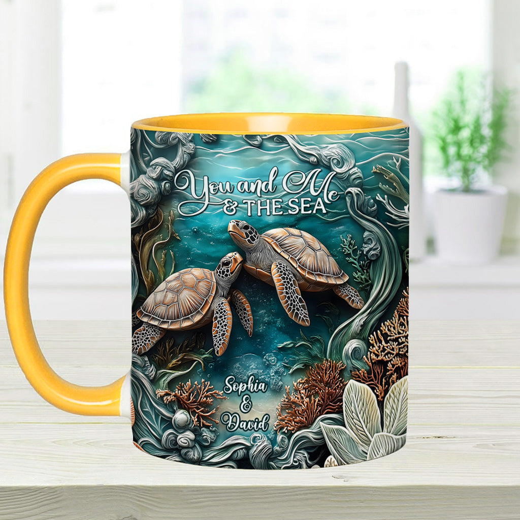 You And Me And The Sea - Personalized Turtle Accent Mug
