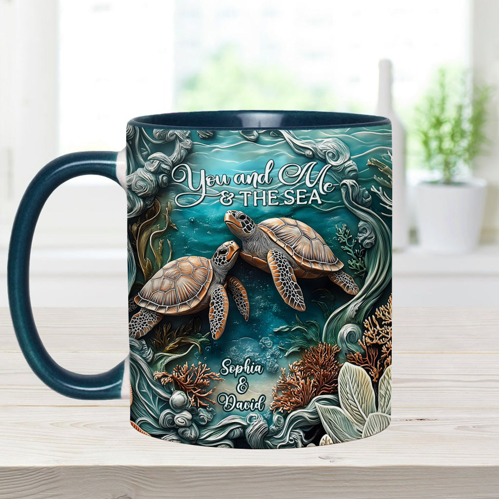 You And Me And The Sea - Personalized Turtle Accent Mug