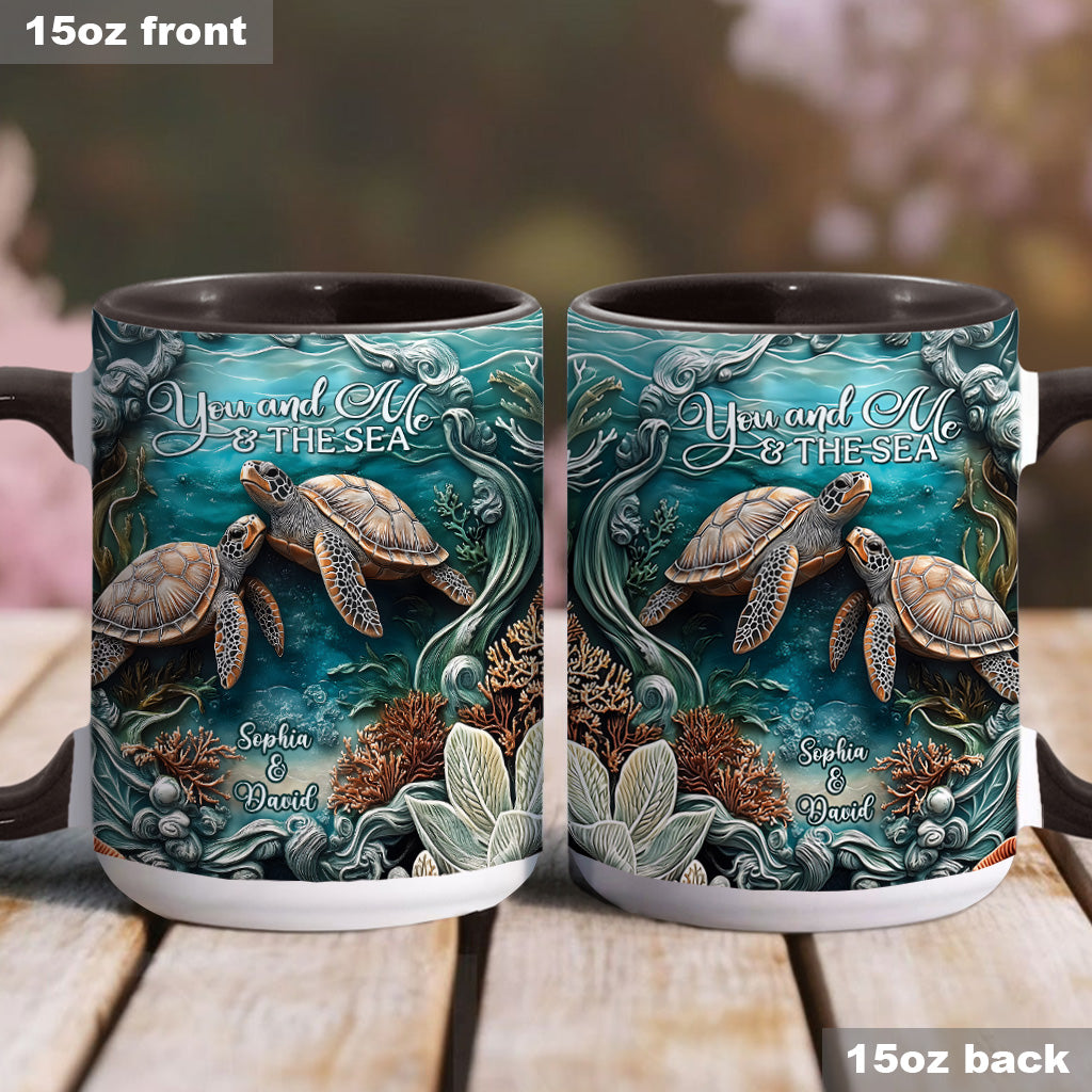 You And Me And The Sea - Personalized Turtle Accent Mug