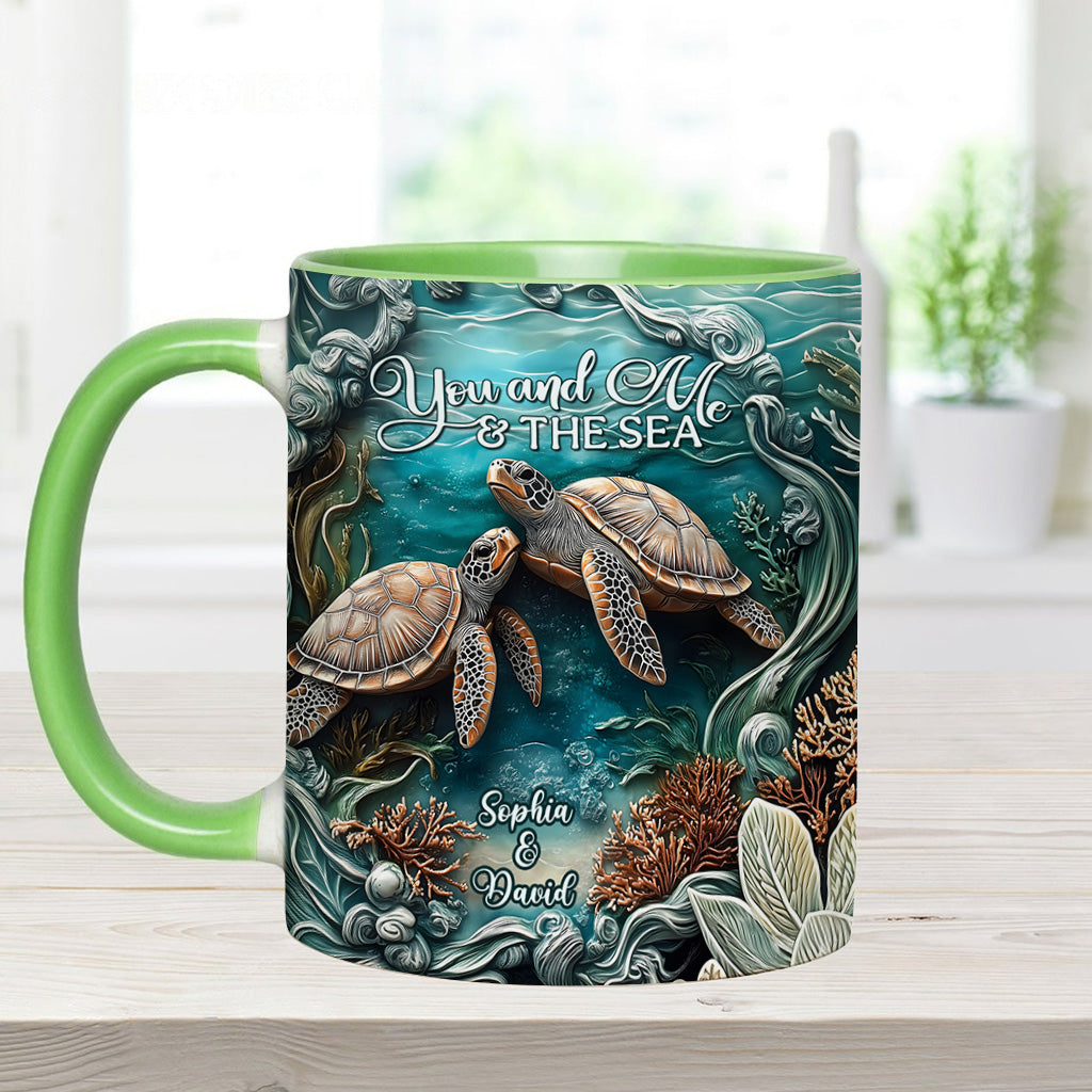 You And Me And The Sea - Personalized Turtle Accent Mug
